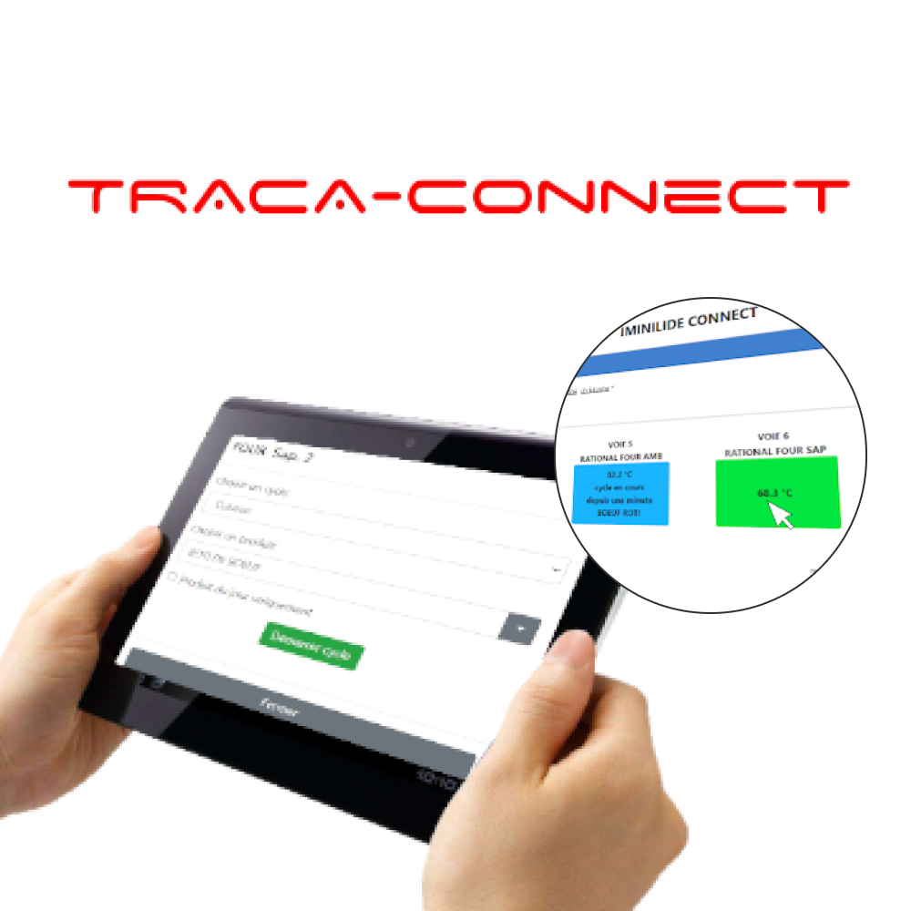 Représentation du logiciel TRAÇA-CONNECT en utilisation dans une tablette